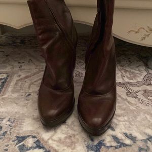 Soft leather, chocolate brown Prada booties